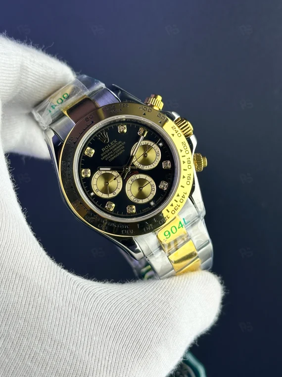 Rolex Daytona Siyah Taşlı – İki Ton Kasa | Özel Seri Spor Lüks