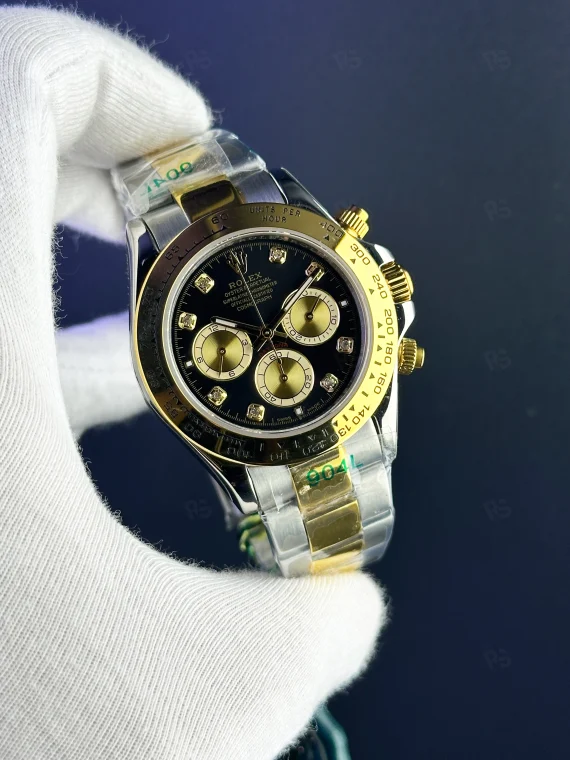 Rolex Daytona Siyah Taşlı – İki Ton Kasa | Özel Seri Spor Lüks