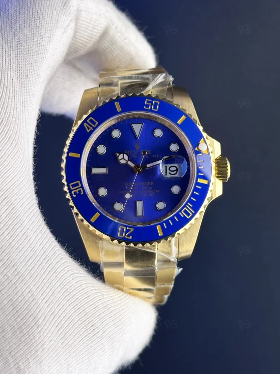 Rolex Submariner mavi kadran altın kasa otomatik erkek saat
