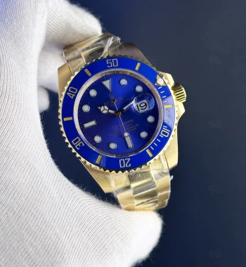 Rolex Submariner mavi kadran altın kasa otomatik erkek saat