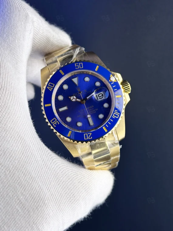 Rolex Submariner mavi kadran altın kasa otomatik erkek saat