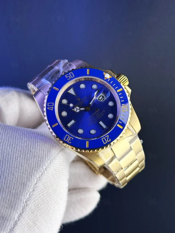 Rolex Submariner mavi kadran altın kasa otomatik erkek saat