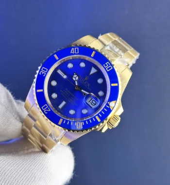 Rolex Submariner mavi kadran altın kasa otomatik erkek saat