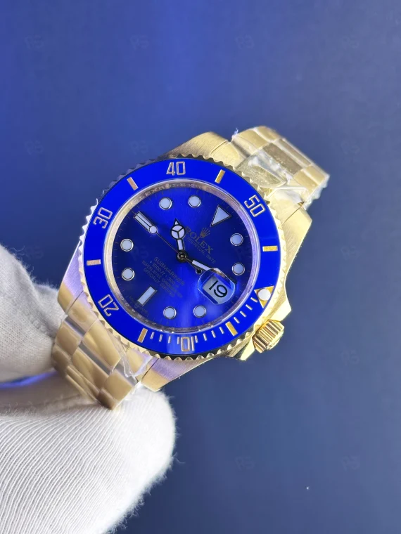 Rolex Submariner mavi kadran altın kasa otomatik erkek saat