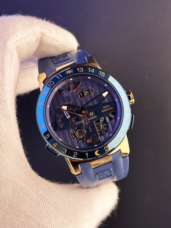 Ulysse Nardin El Toro replika saat - şeffaf kadran, altın kasa, mavi kayış