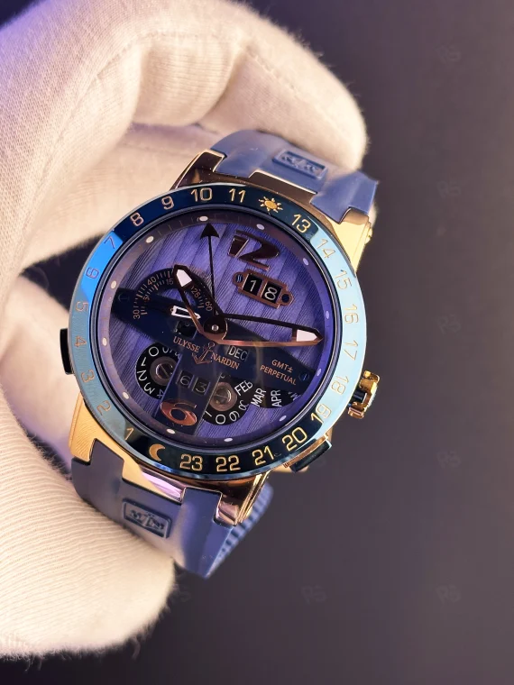 Ulysse Nardin El Toro replika saat - şeffaf kadran, altın kasa, mavi kayış
