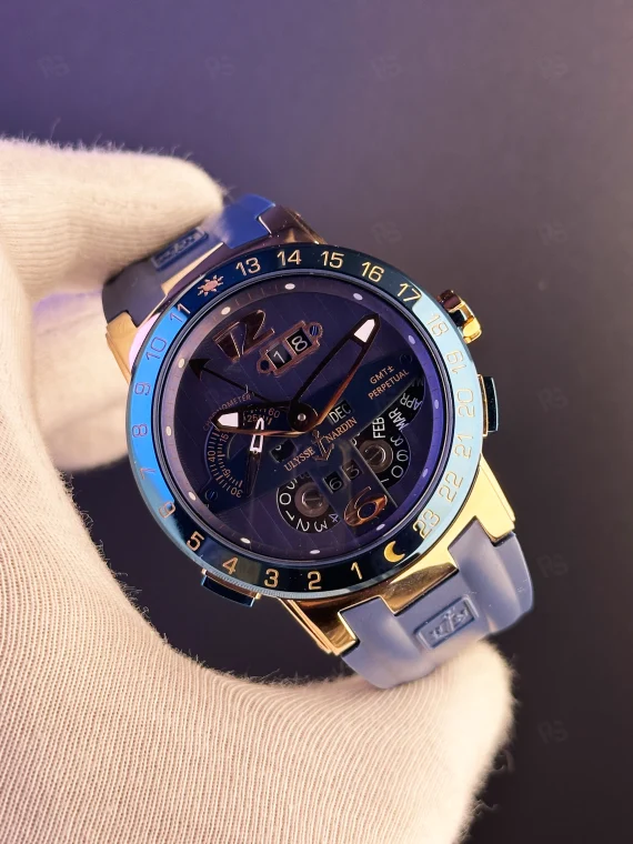 Ulysse Nardin El Toro replika saat - şeffaf kadran, altın kasa, mavi kayış
