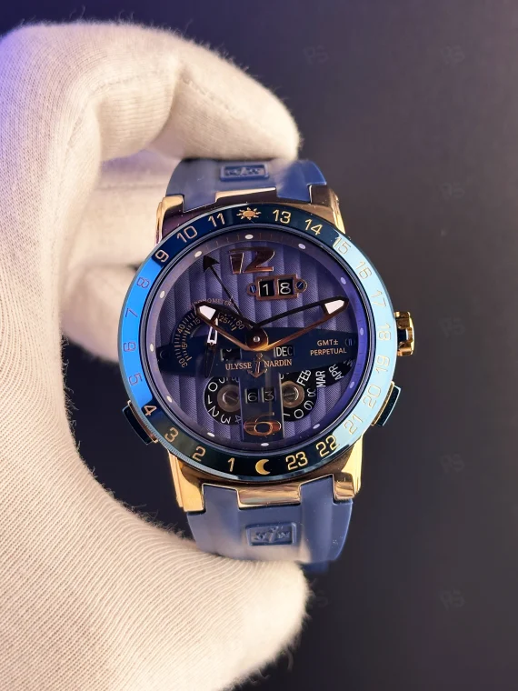 Ulysse Nardin El Toro replika saat - şeffaf kadran, altın kasa, mavi kayış