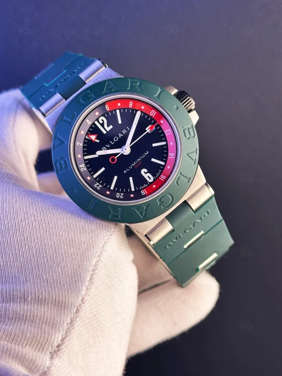 Bvlgari Aluminium GMT Erkek Saat – Yeşil Bezel & Siyah Kadran