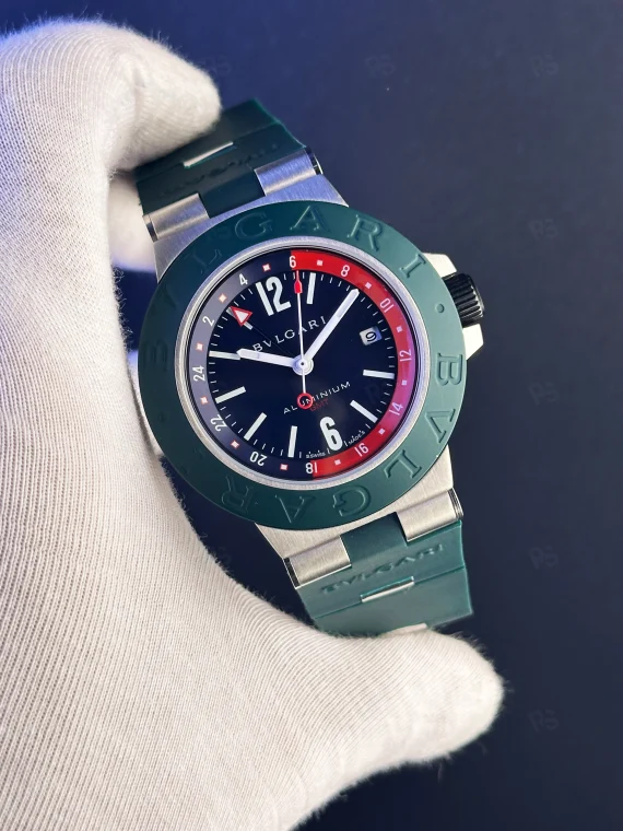 Bvlgari Aluminium GMT Erkek Saat – Yeşil Bezel & Siyah Kadran
