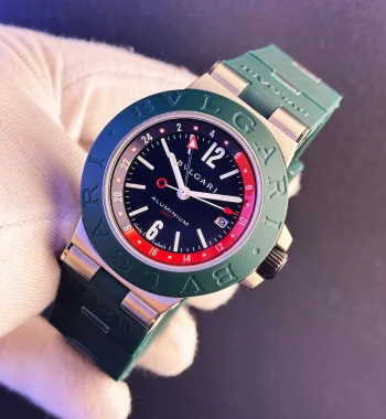 Bvlgari Aluminium GMT Erkek Saat – Yeşil Bezel & Siyah Kadran