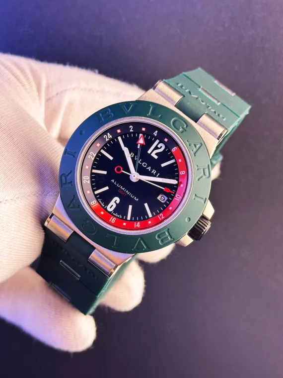 Bvlgari Aluminium GMT Erkek Saat – Yeşil Bezel & Siyah Kadran