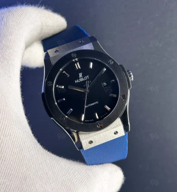 Hublot Classic Fusion Siyah Kadran Mavi Kayış Otomatik Saat – Safir Cam & Kapıda Ödeme