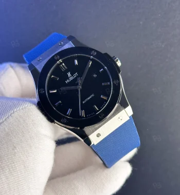 Hublot Classic Fusion Siyah Kadran Mavi Kayış Otomatik Saat – Safir Cam & Kapıda Ödeme