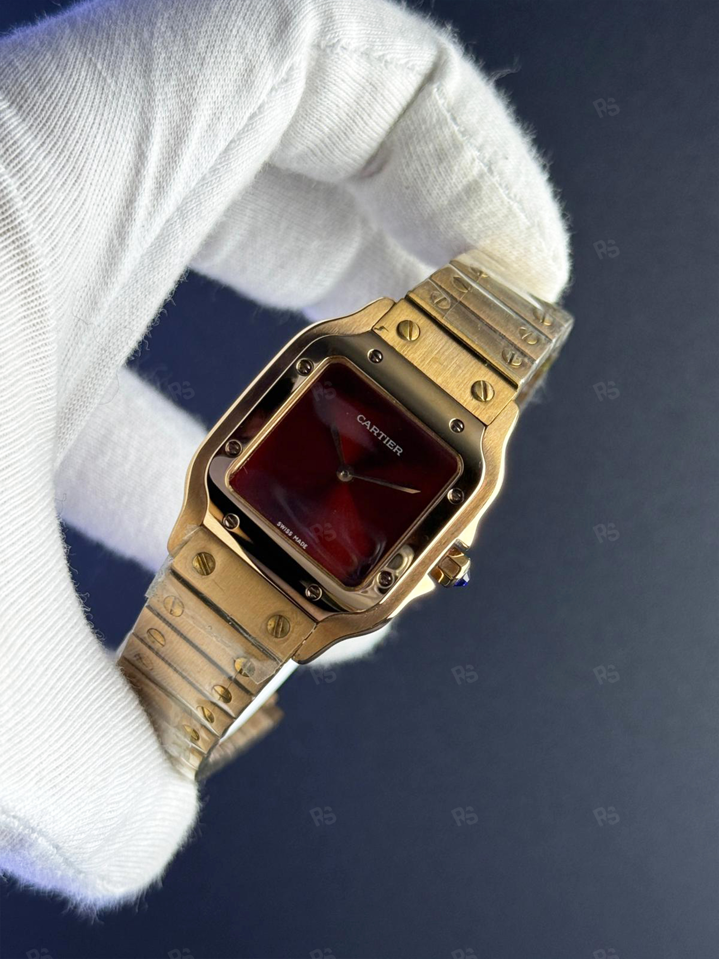 Cartier Santos Galbée Burgundy Gold Kadın Quartz A+ Premium (2)