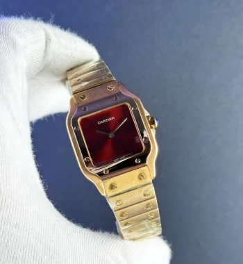 Cartier Santos Galbée Burgundy Gold Kadın Quartz A+ Premium