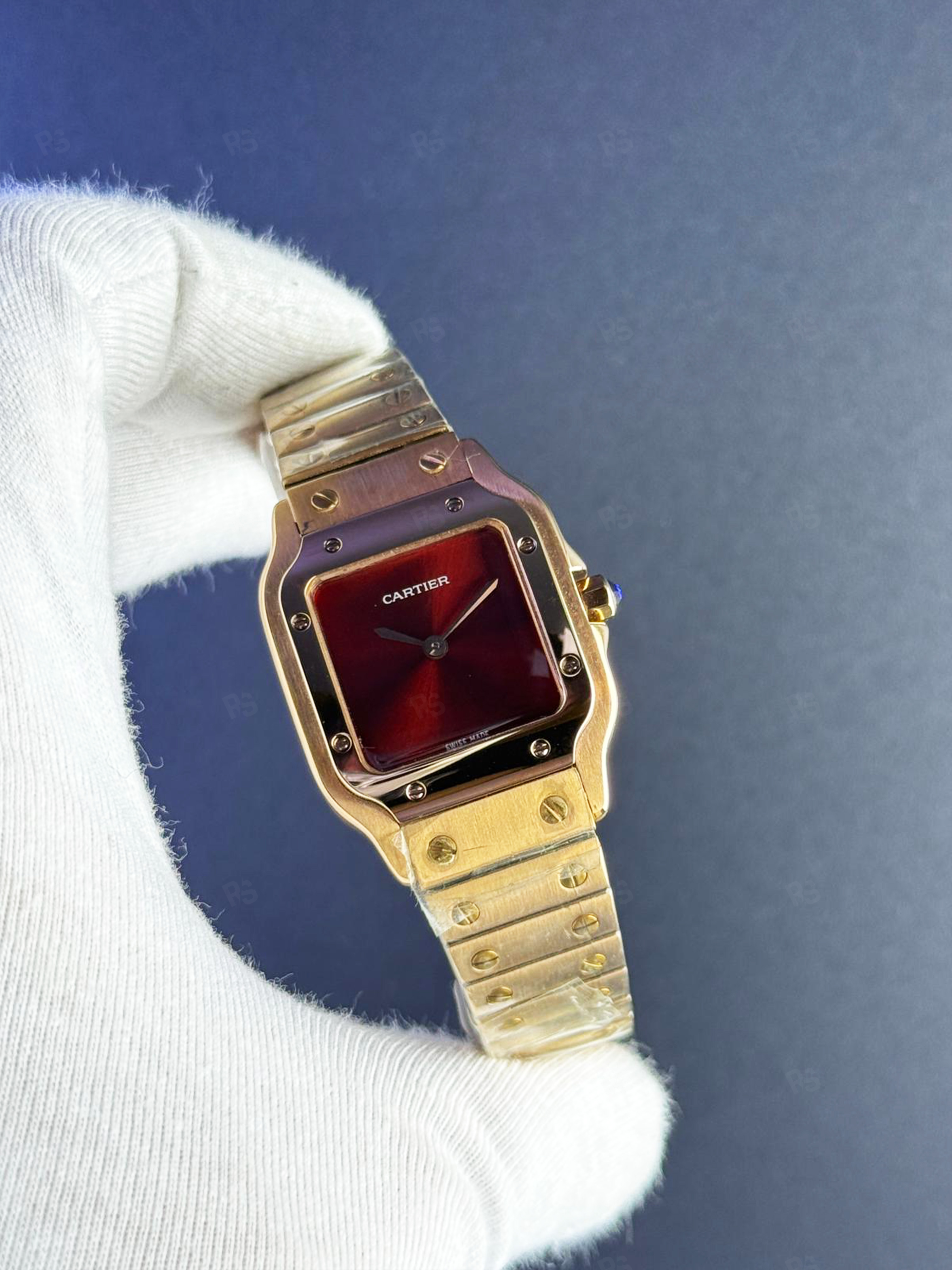 Cartier Santos Galbée Burgundy Gold Kadın Quartz A+ Premium (3)