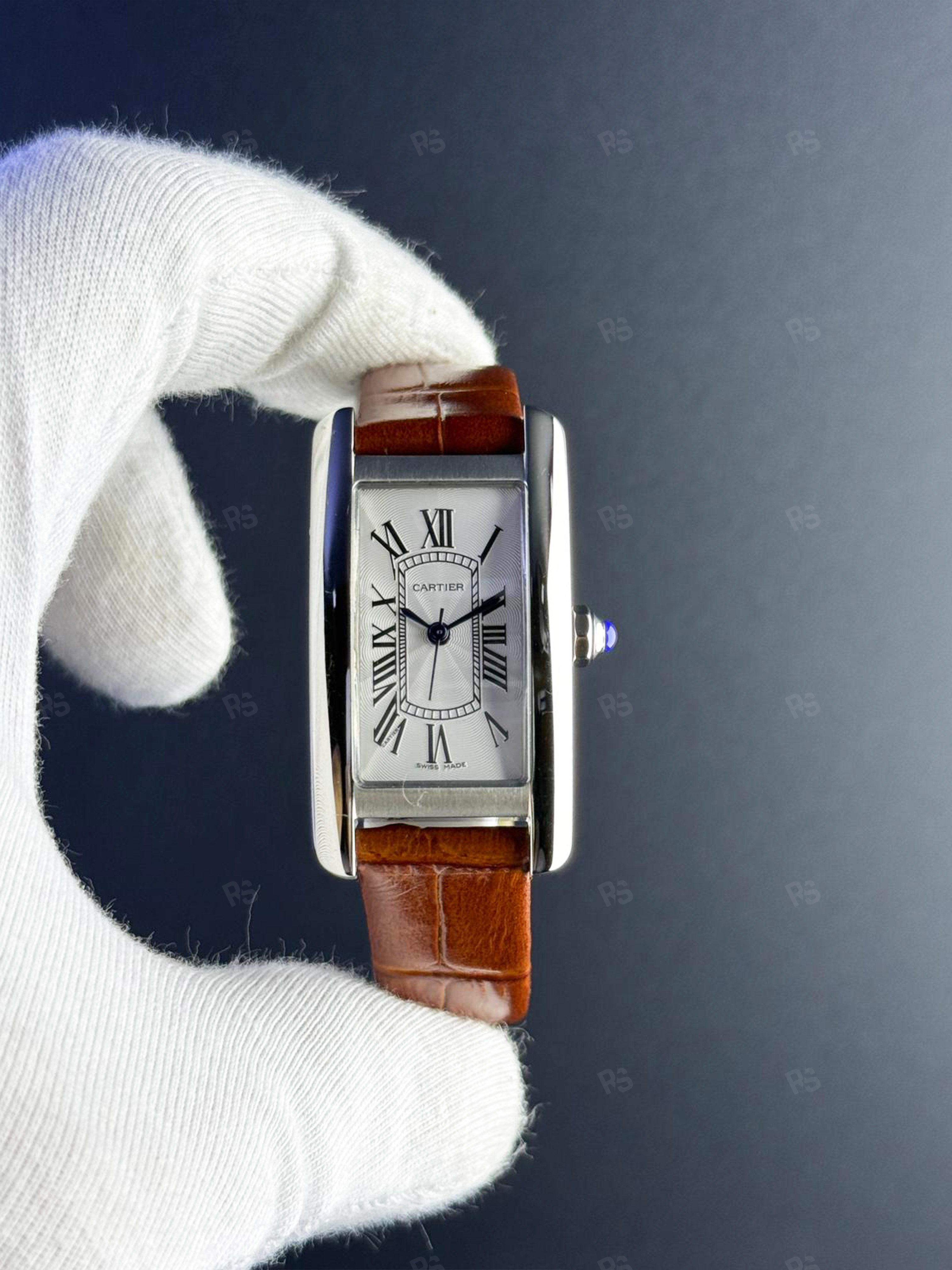 Cartier Tank Américaine Kadın Quartz Kahverengi Deri A+ (2)