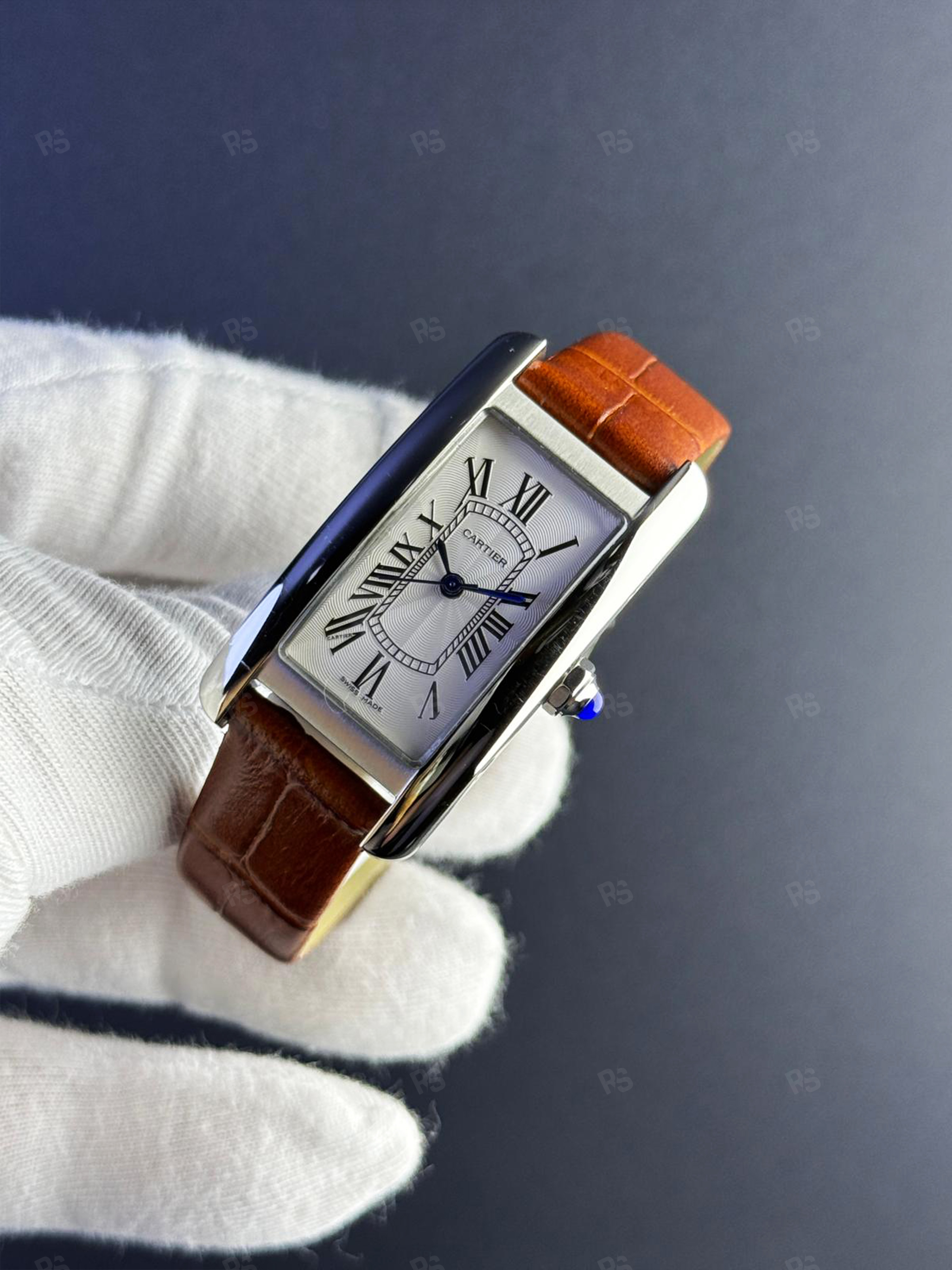 Cartier Tank Américaine Kadın Quartz Kahverengi Deri A+ (4)