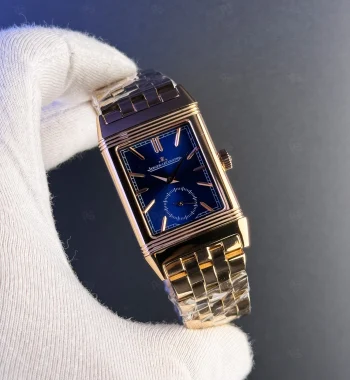 Jaeger-LeCoultre Reverso Blue Dial Rose Gold Paslanmaz Kordon