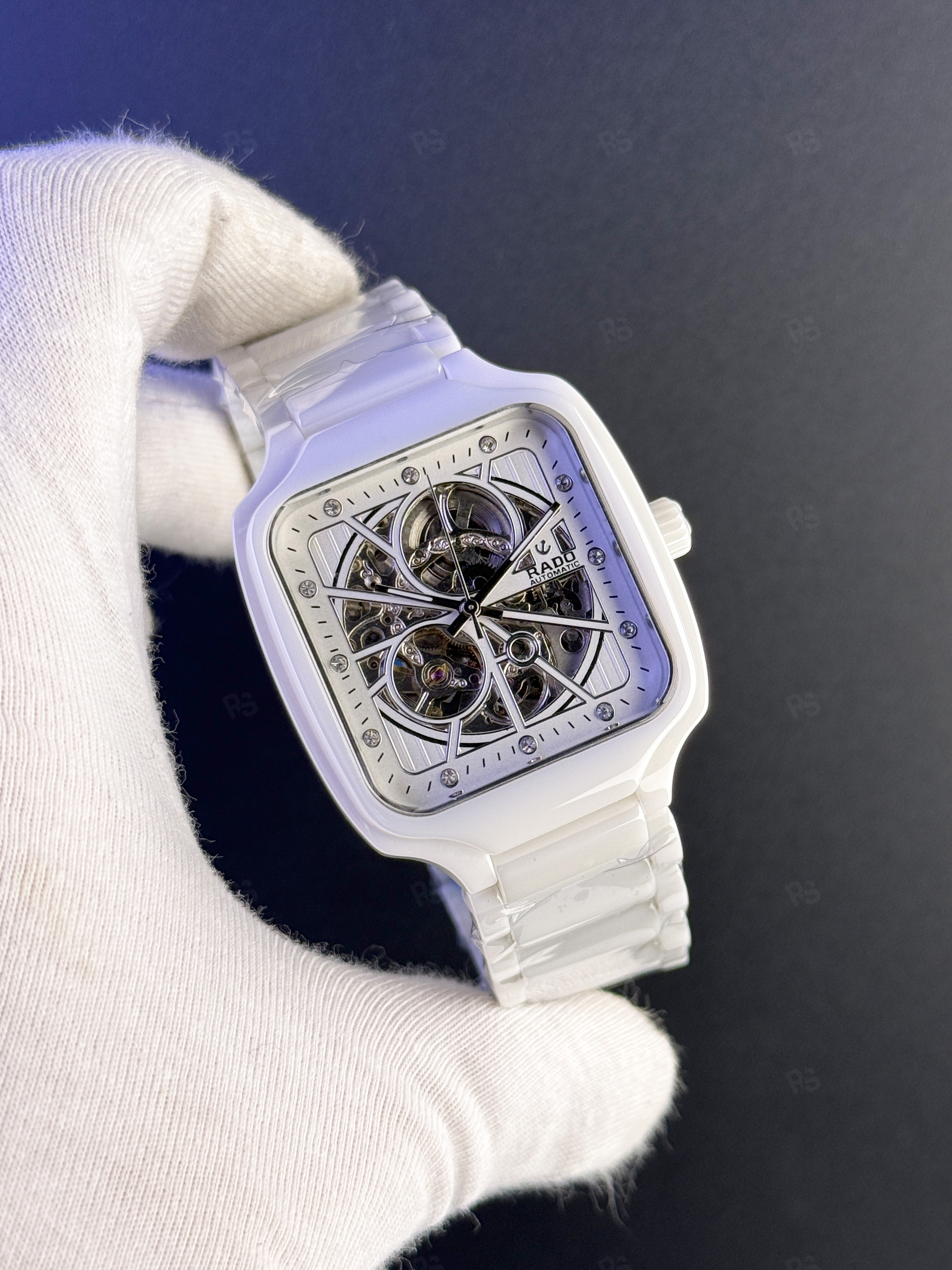 Rado Skeleton Beyaz Seramik Otomatik Saat – Şeffaf Mekanizma (Erkek) (1)