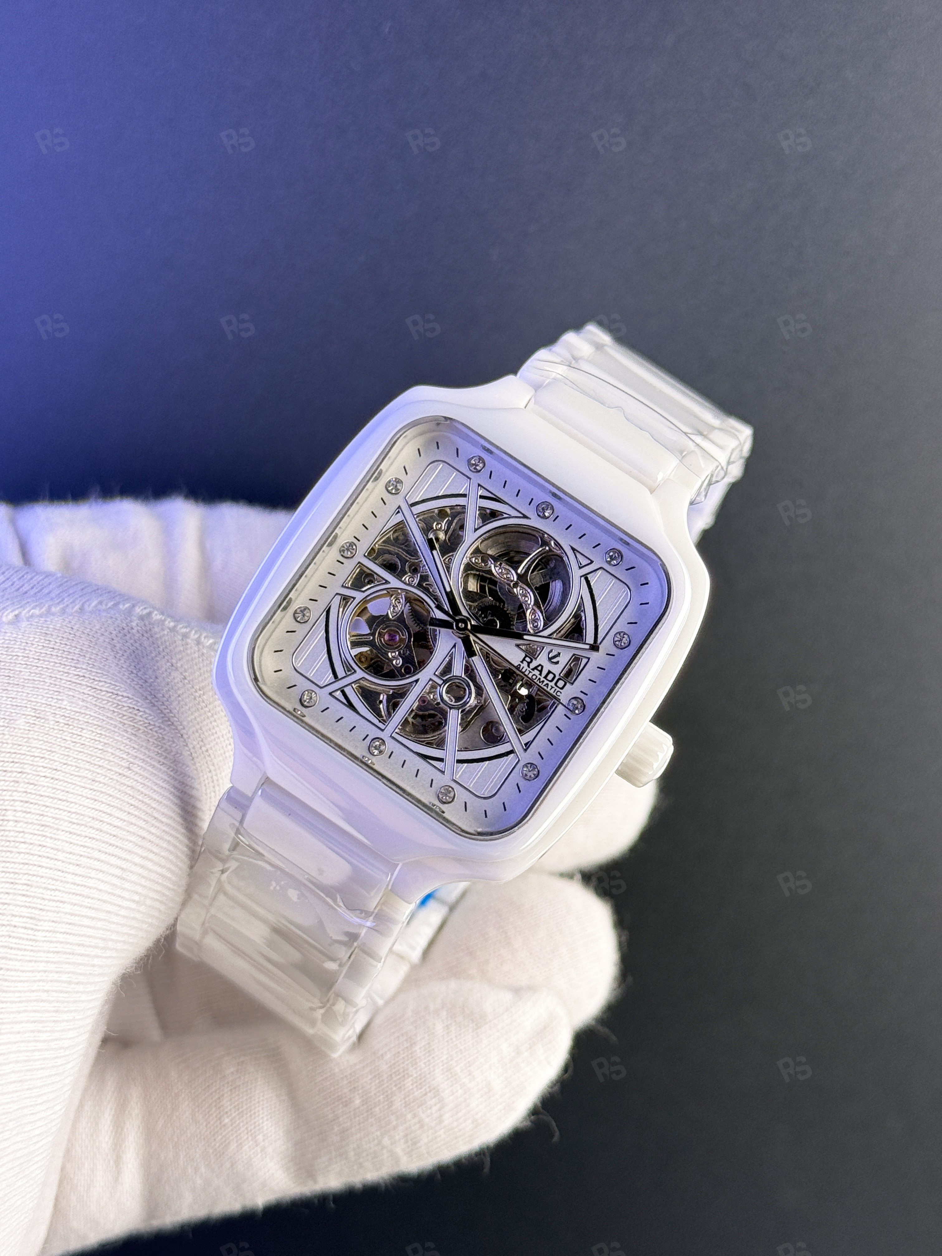 Rado Skeleton Beyaz Seramik Otomatik Saat – Şeffaf Mekanizma (Erkek) (2)