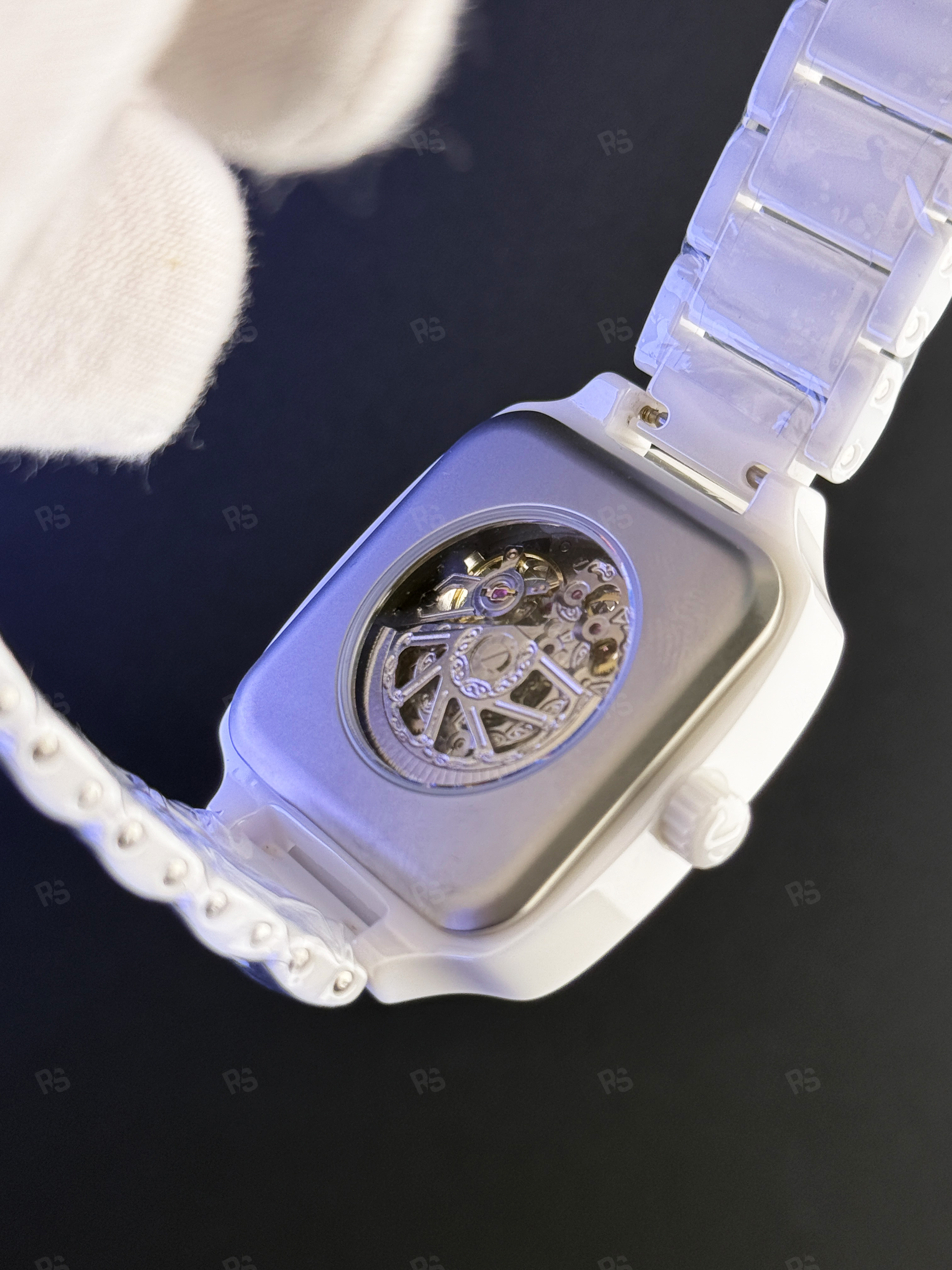 Rado Skeleton Beyaz Seramik Otomatik Saat – Şeffaf Mekanizma (Erkek) (5)