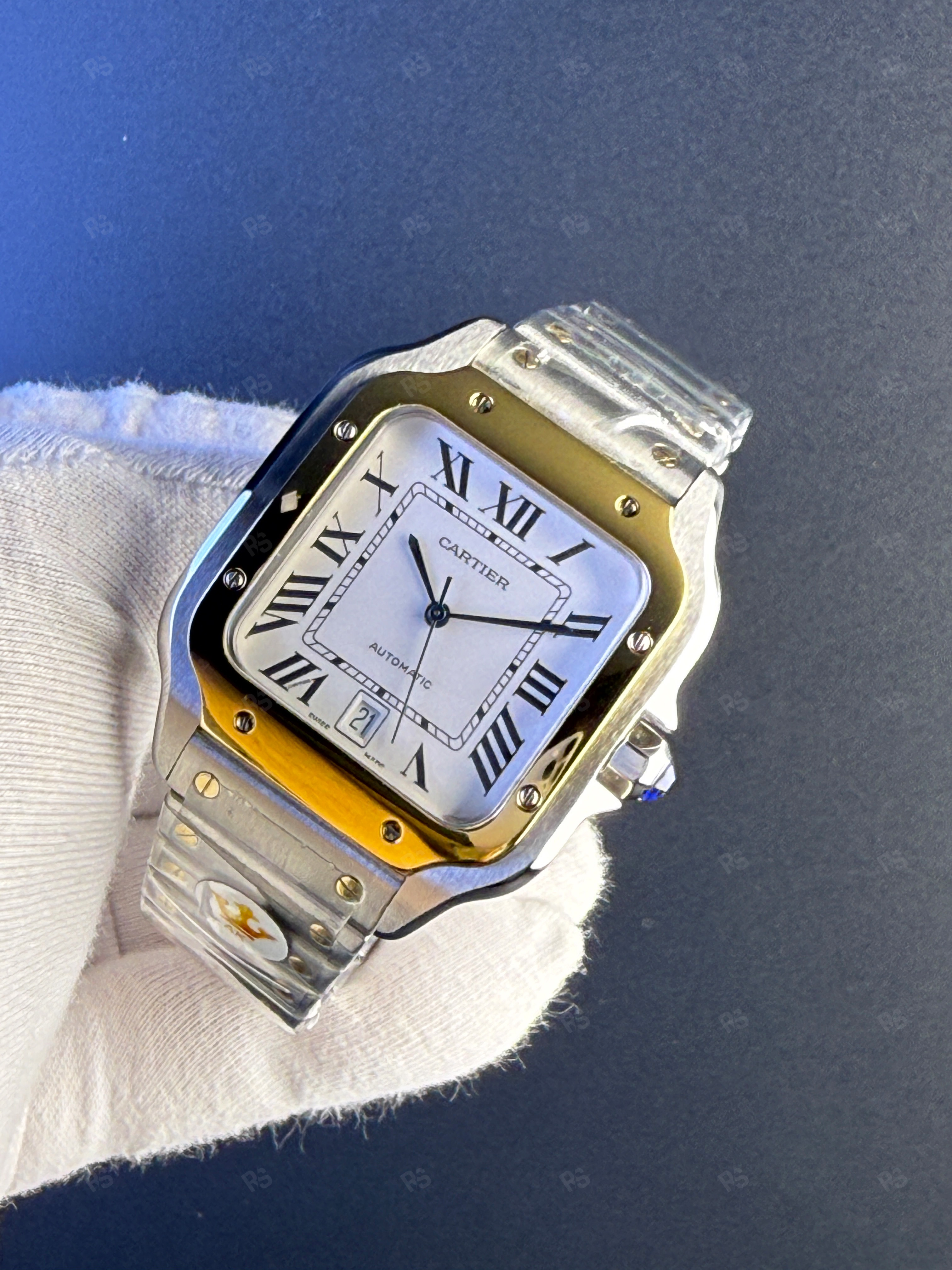 Cartier Santos Erkek Saati 39mm Gümüş Kadran Otomatik – Çelik & Altın Kasa-replikasaat-radikalsaat (1)