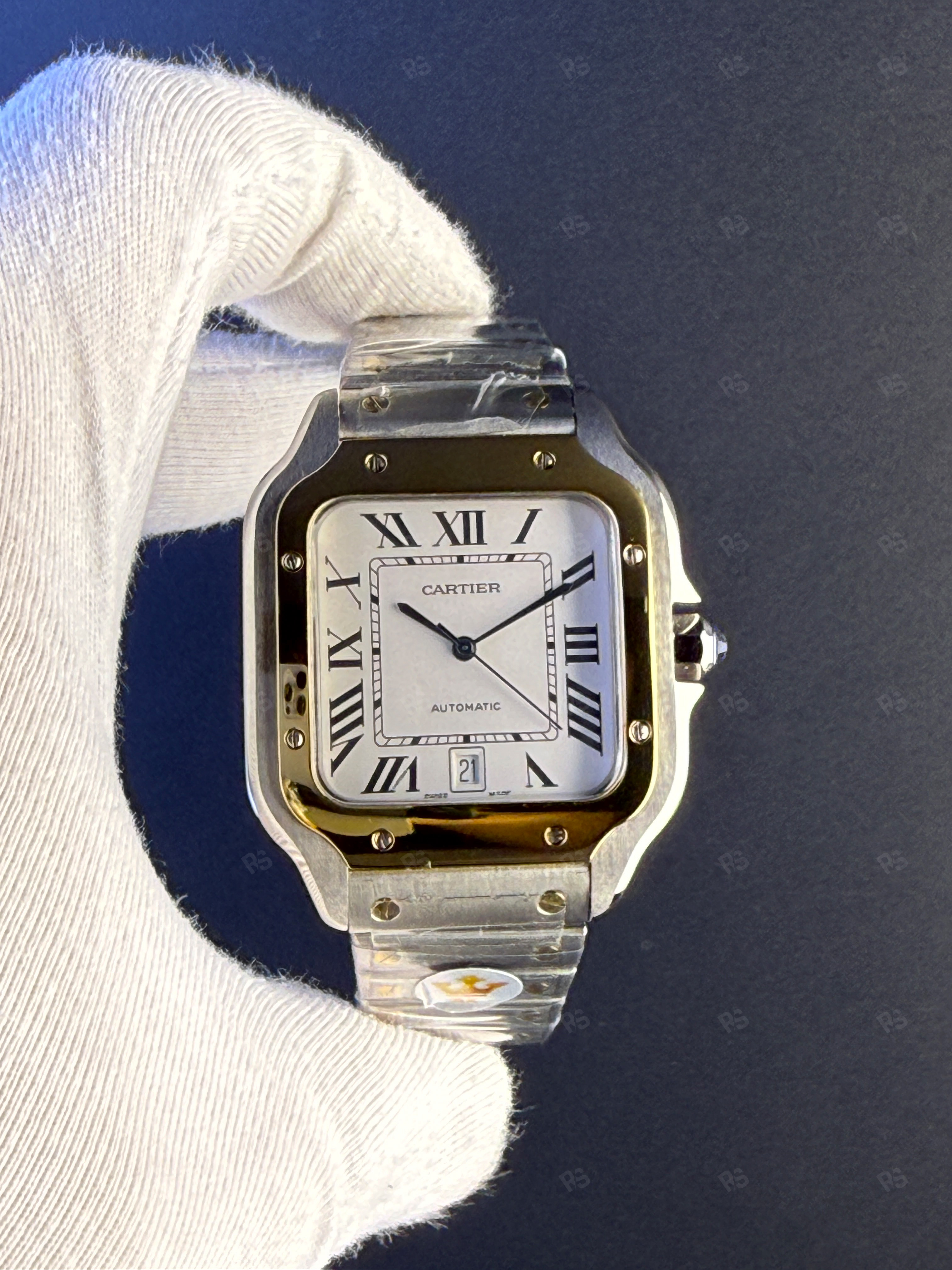 Cartier Santos Erkek Saati 39mm Gümüş Kadran Otomatik – Çelik & Altın Kasa-replikasaat-radikalsaat (4)