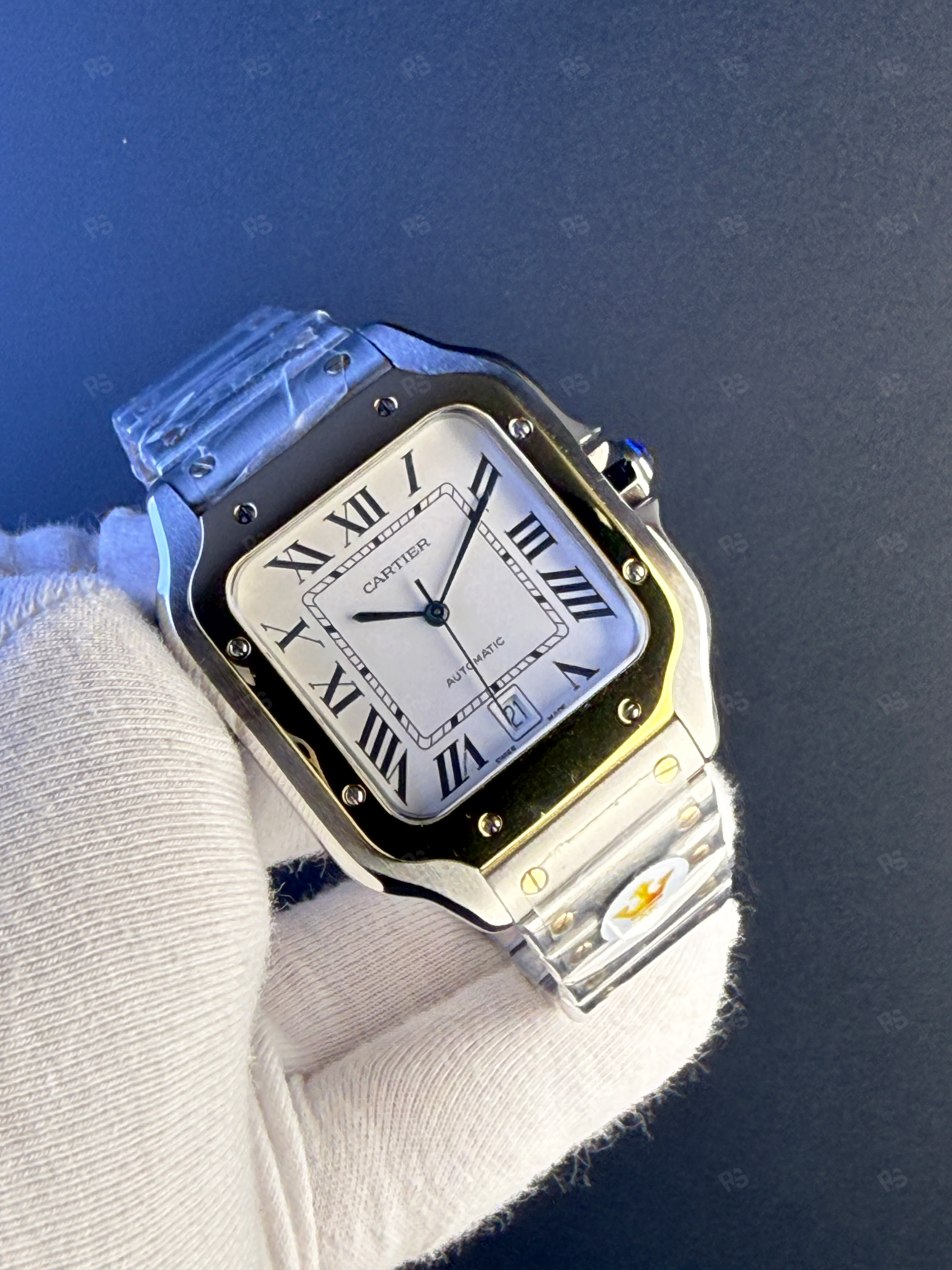 Cartier Santos Erkek Saati 39mm Gümüş Kadran Otomatik – Çelik & Altın Kasa-replikasaat-radikalsaat (5)