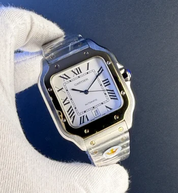 Cartier Santos Erkek Saati 39mm Gümüş Kadran Otomatik – Çelik & Altın Kasa