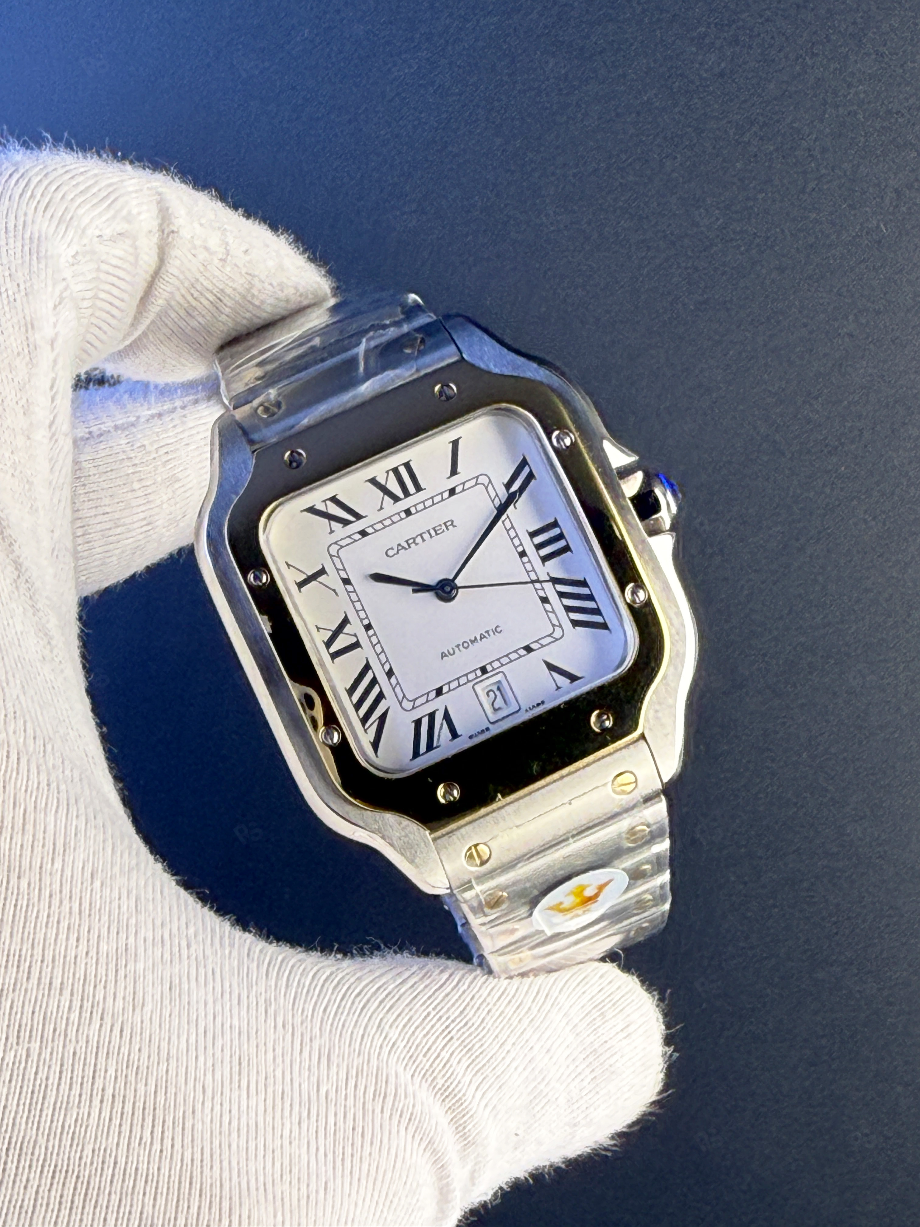 Cartier Santos Erkek Saati 39mm Gümüş Kadran Otomatik – Çelik & Altın Kasa-replikasaat-radikalsaat (6)