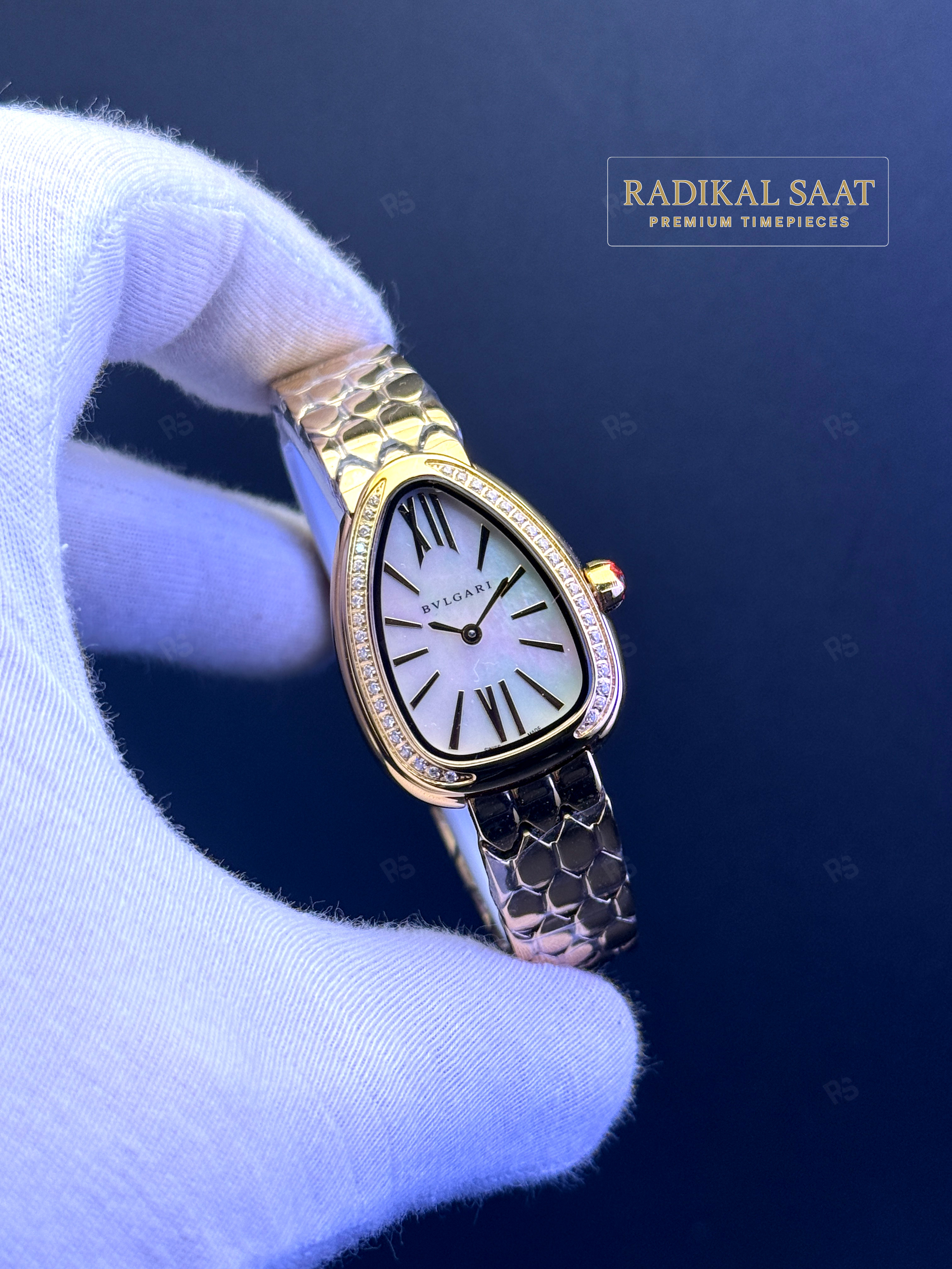 Bvlgari Serpenti Sarı Kasa Sedef Kadran Taşlı Kadın Saati (2)