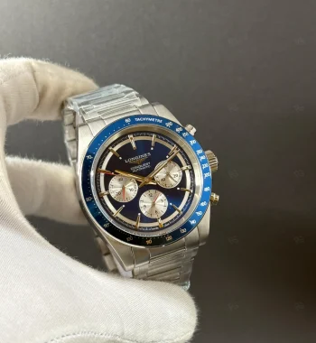 Longines Conquest Chronograph Mavi Kadran Mavi Bezel Çelik Kasa Bilezik Erkek Saati