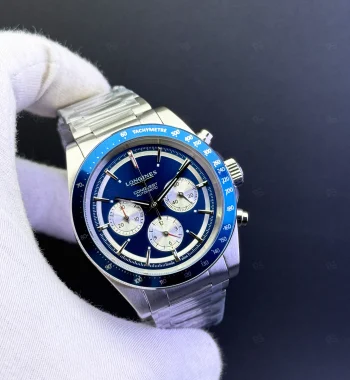 Longines Conquest Chronograph Mavi Kadran Mavi Bezel Çelik Kasa Bilezik Erkek Saati