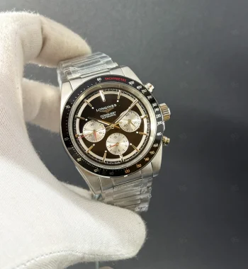 Longines Conquest Chronograph Siyah Kadran Panda Çelik Kasa Bilezik Erkek Saati