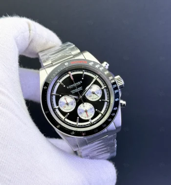 Longines Conquest Chronograph Siyah Kadran Panda Çelik Kasa Bilezik Erkek Saati