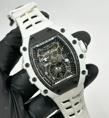 Richard Mille RM21-01 Erkek Saati 45mm Beyaz Seramik Kasa Karbon