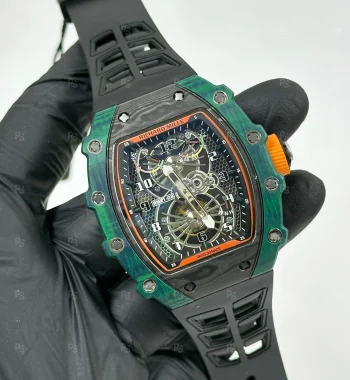 Richard Mille RM21-02 Erkek Saati 45mm Yeşil Karbon Desenli Kasa
