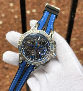Roger Dubuis Excalibur Spider Gümüş Kasa Mavi Kordon Erkek Saati