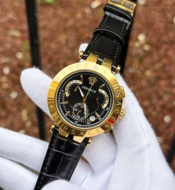 Versace V-Race Erkek Saati 42mm Sarı Kasa | Siyah Kadran