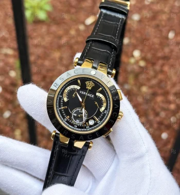 Versace V-Race Erkek Saati 42mm Sarı Kasa Siyah Bezel | Siyah Kadran