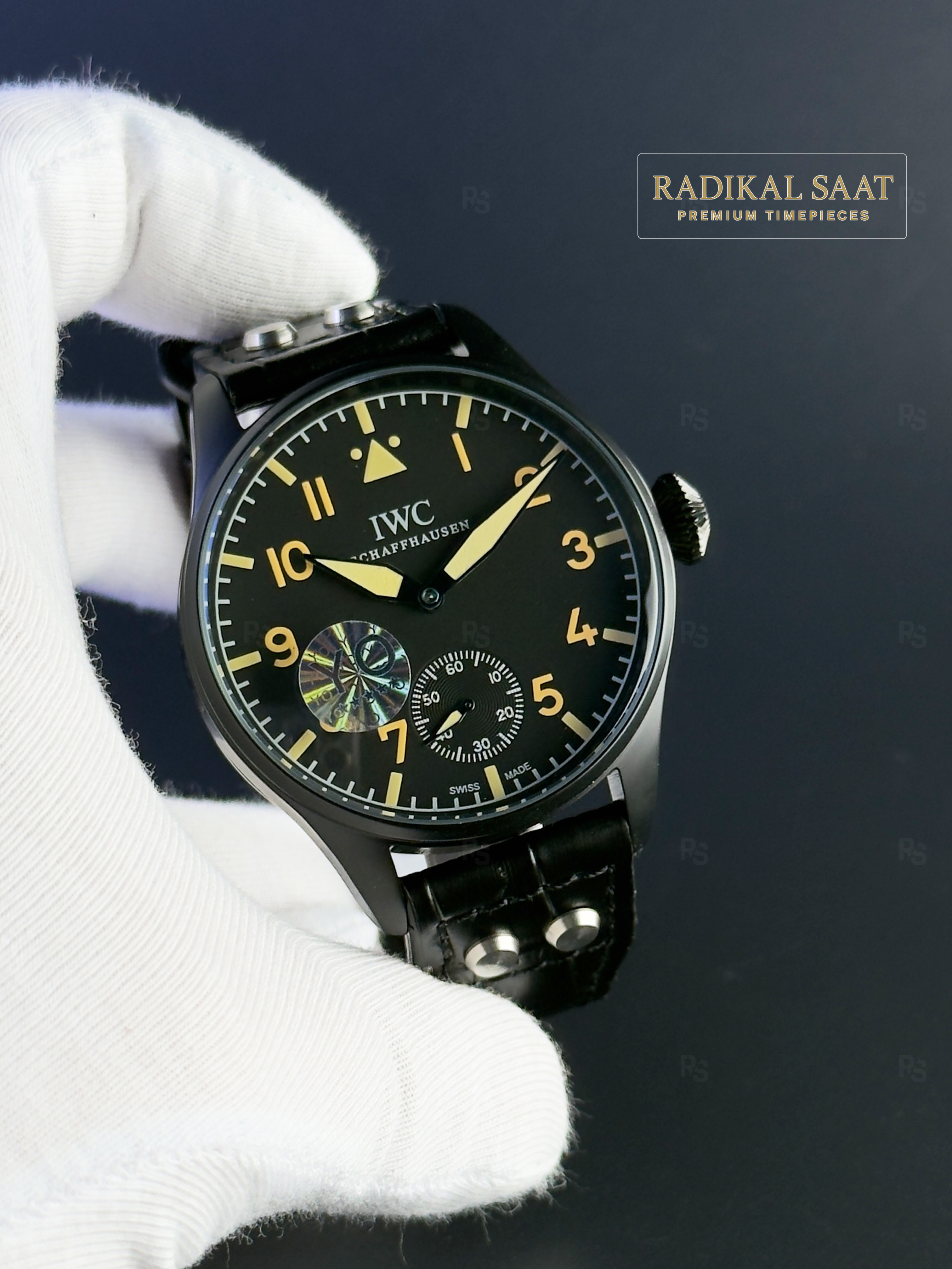 IWC-Big-Pilot-Siyah-Kadran-Pvd-Siyah-Kasa-Deri-Kayış-Erkek-Saati-replikasaat-radikalsaat