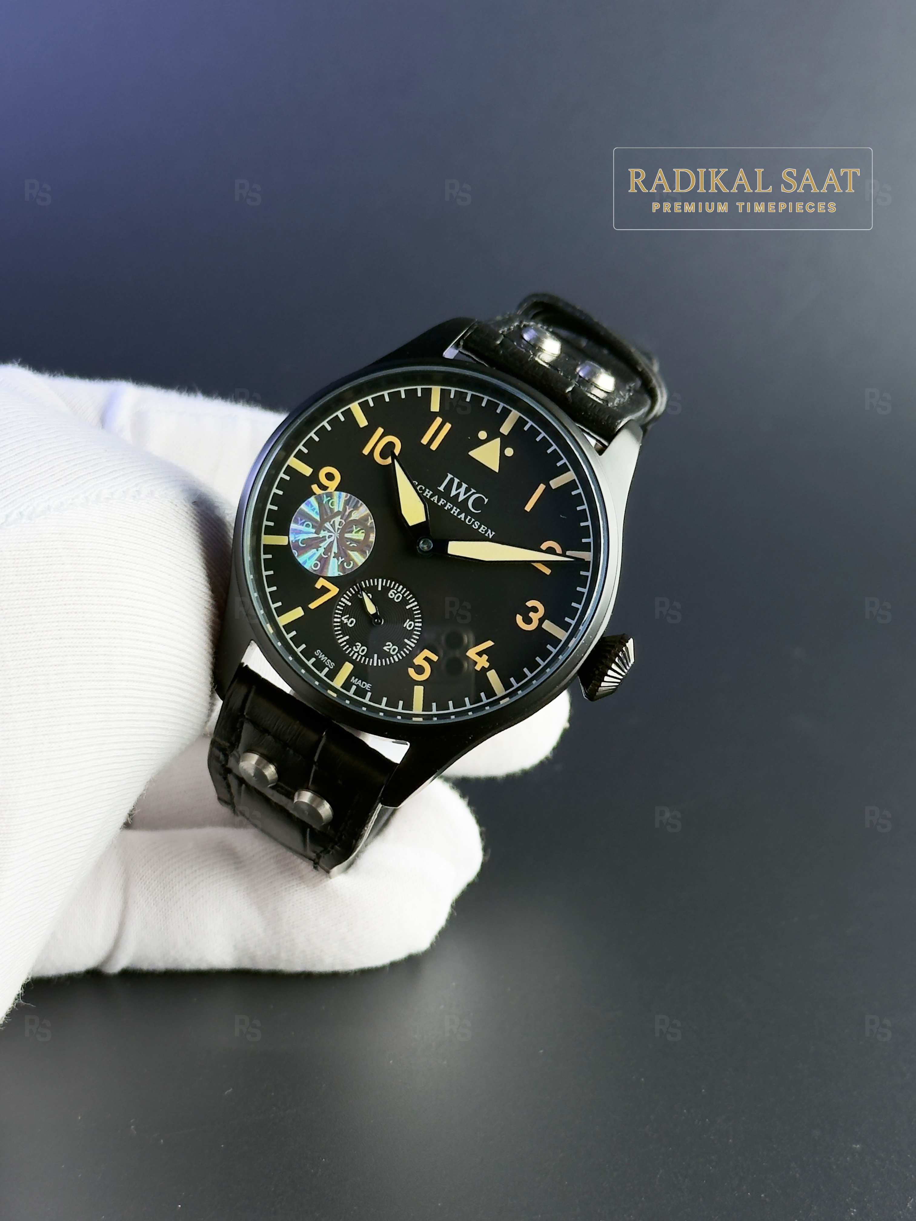 IWC-Big-Pilot-Siyah-Kadran-Pvd-Siyah-Kasa-Deri-Kayış-Otomatik-Erkek-Saati-replikasaat-radikalsaat (1)