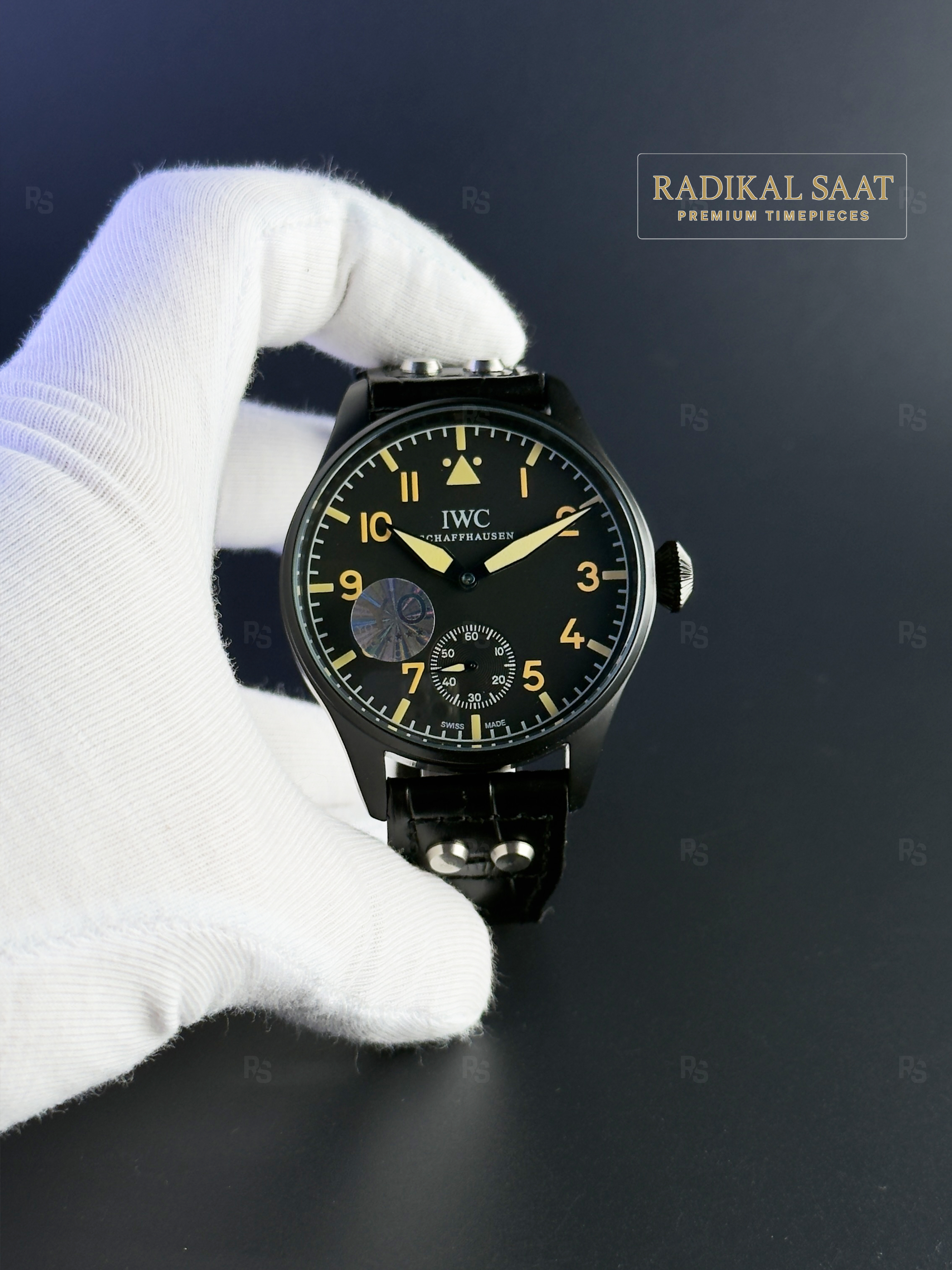 IWC-Big-Pilot-Siyah-Kadran-Pvd-Siyah-Kasa-Deri-Kayış-Otomatik-Erkek-Saati-replikasaat-radikalsaat (2)