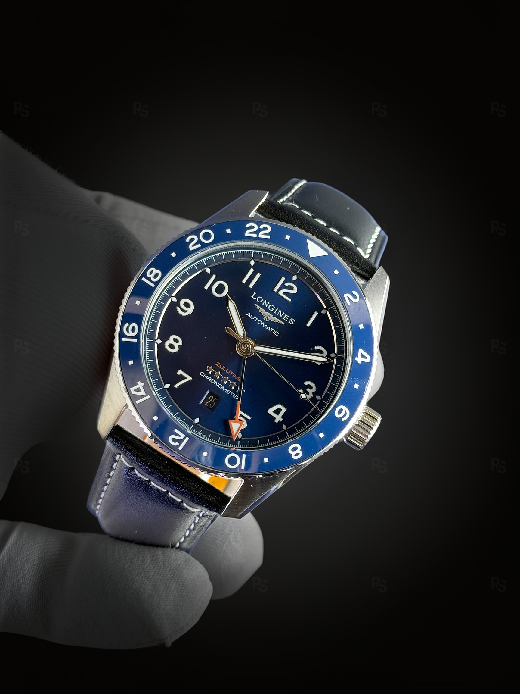 Longines-Zulu-Time-Mavi-Kadran-Mavi-Seramik-Bezel-Siyah-Deri-Kayış-Otomatik-Erkek-Saati-radikalsaat-replikasaat (2)