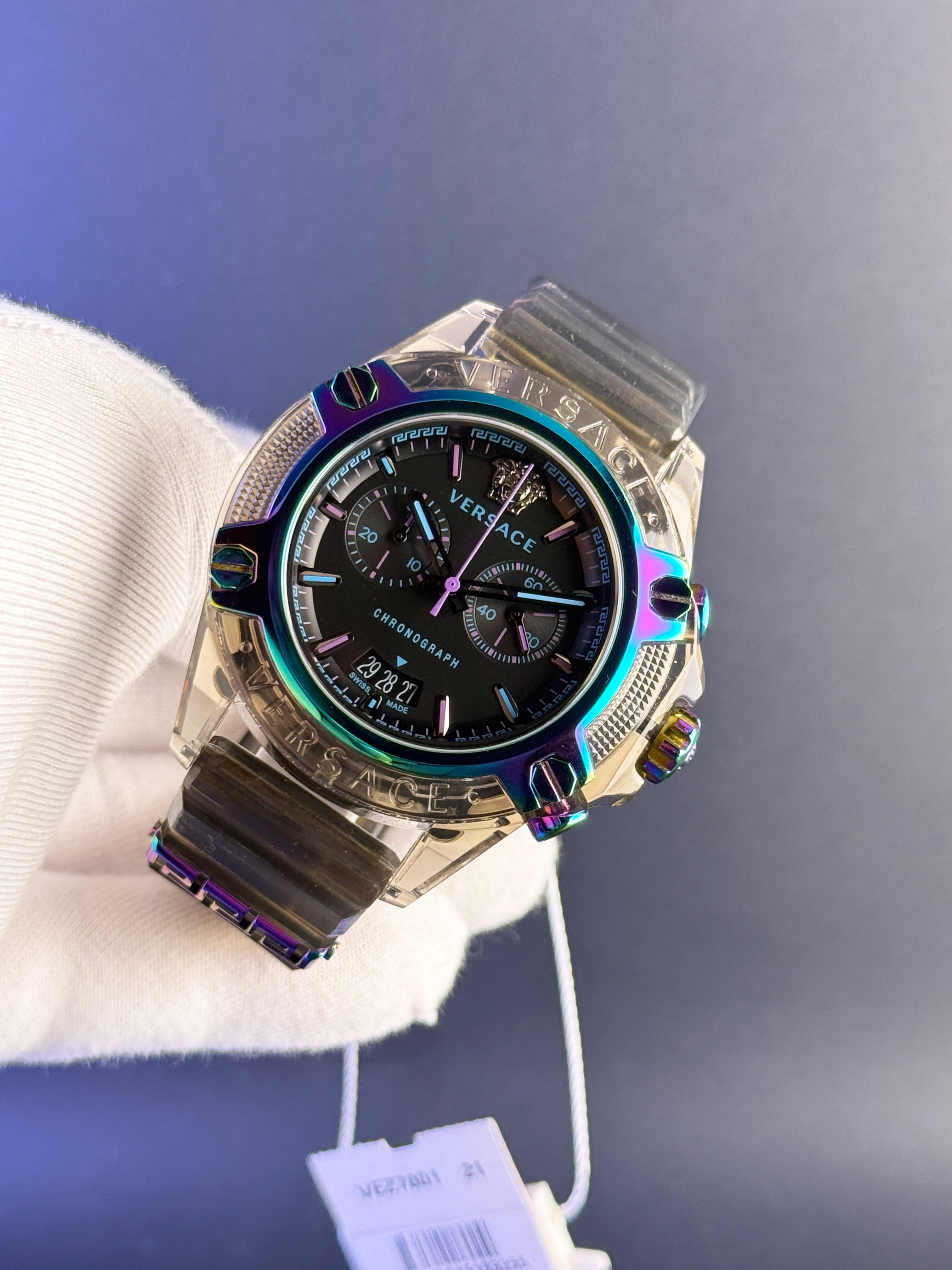 Versace VEZ701022 44mm Polikarbonat Gökkuşağı Bezel Erkek Saatii (2)