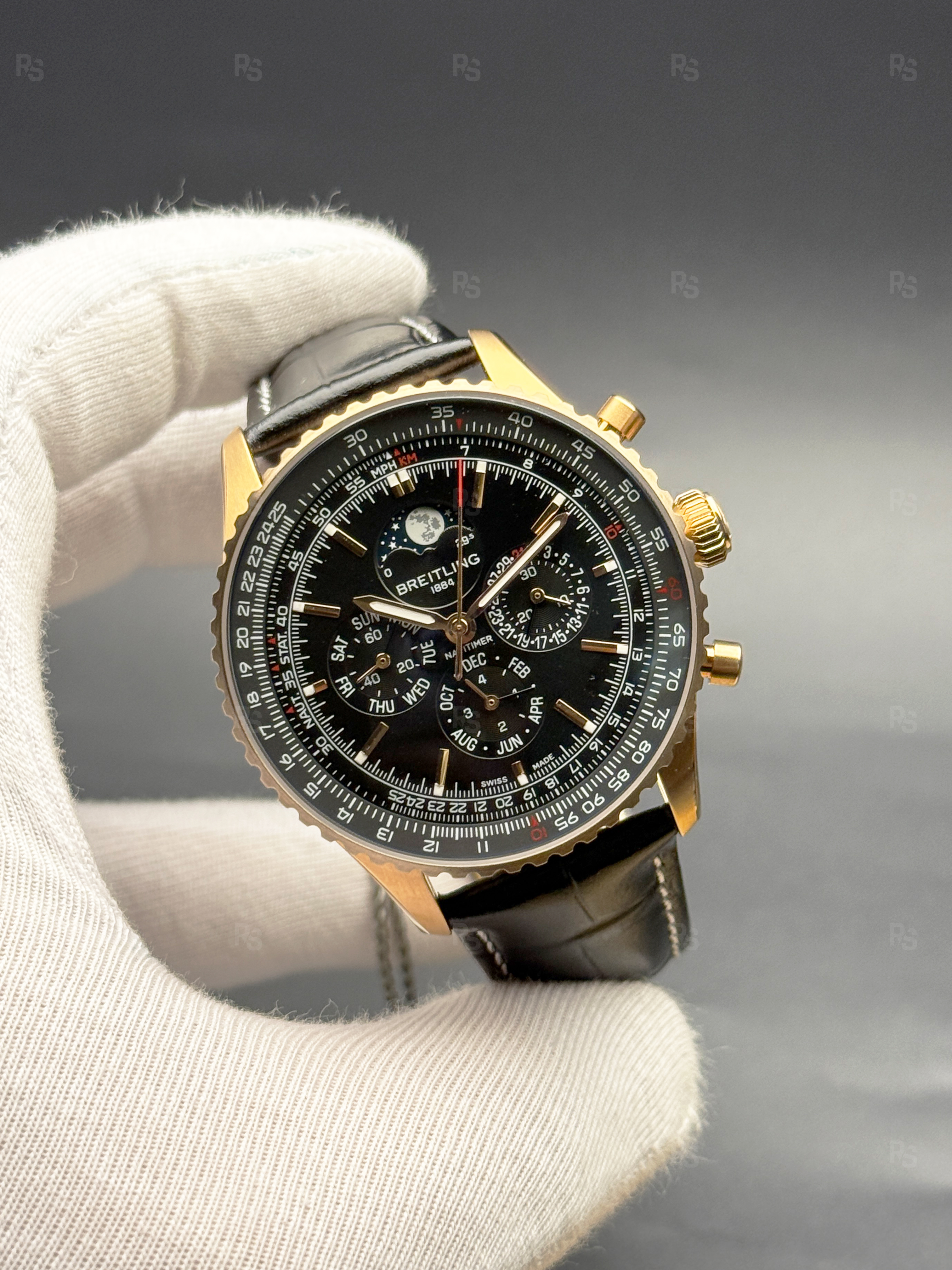 BREITLING-Navitimer-B19-Chronograph-Perpetual-Calendar-Siyah-Kadran-erkek-saati-replika-saat-radikalsaat