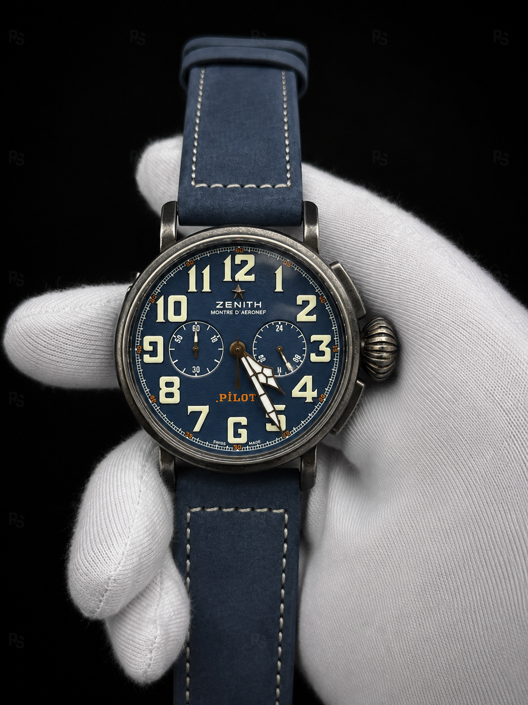 Zenith-Pilot-Type-20-45mm-Montre D Aeronef-Erkek Saati-mavi-Kadran-repliklasaat-repllika-saat-radikallsaat